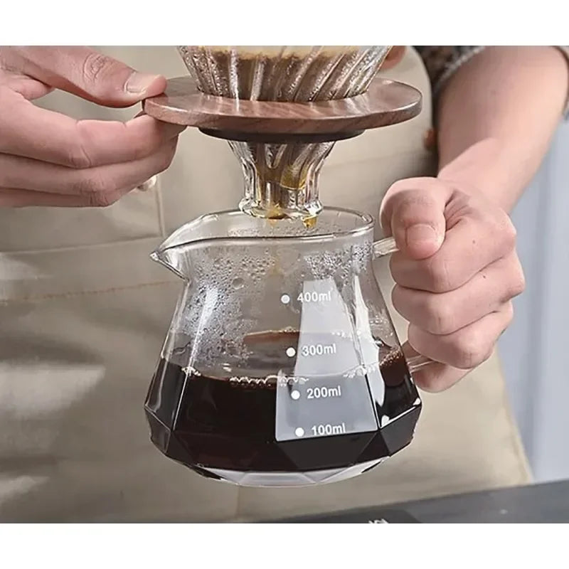 Cafetière en verre Diamond Fashion Design, serveur à café en verre pour café filtre