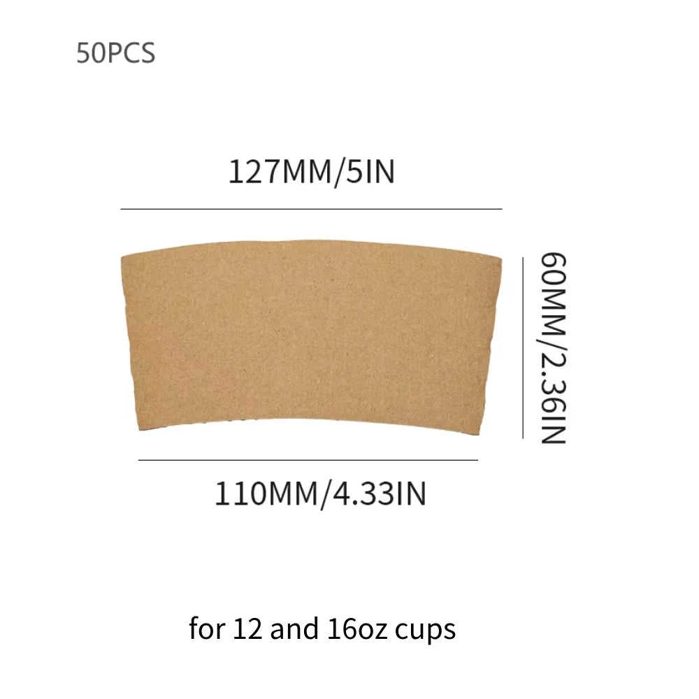 Manchons de tasses en papier ondulé marron, isolants thermiques pour tasses à café.