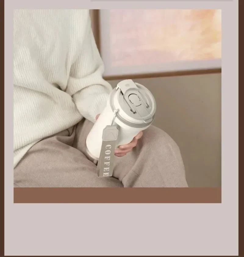 Tasse à café isotherme élégante en céramique, acier inoxydable à double paroi sous vide