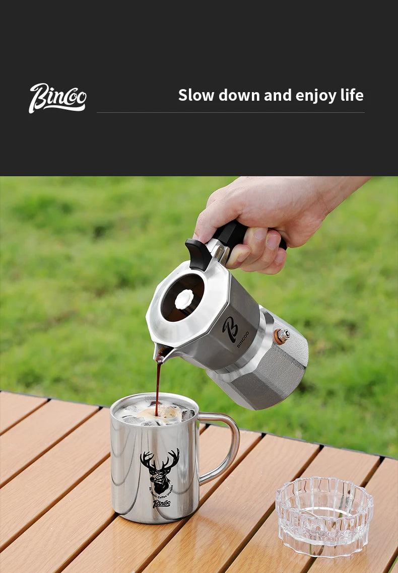 Bincoo Cafetière Mocha à Trois Valves en Acier Inoxydable 316, à Pression Concentrée