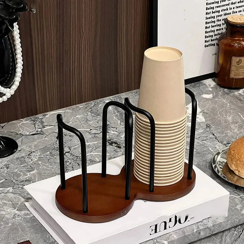 Distributeur de gobelets jetables en bois pour eau et thé, support de rangement