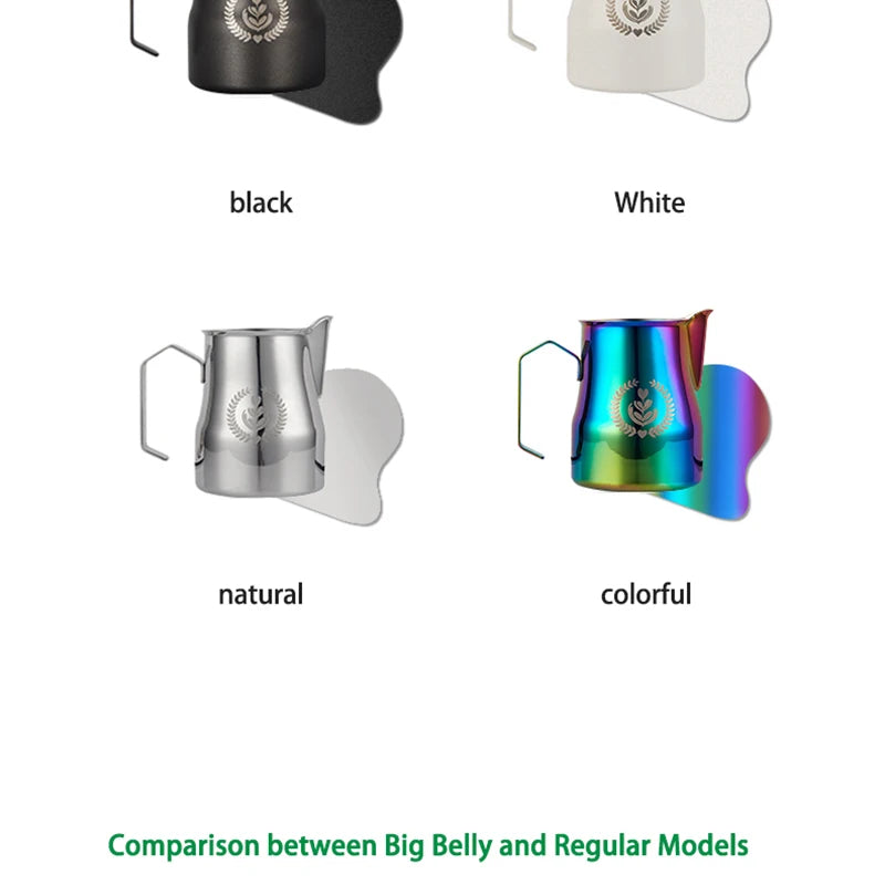 MUVNA Pichet à lait pour expresso, pichet moussant pour café 350/450 ml, tasse à bec verseur pointu