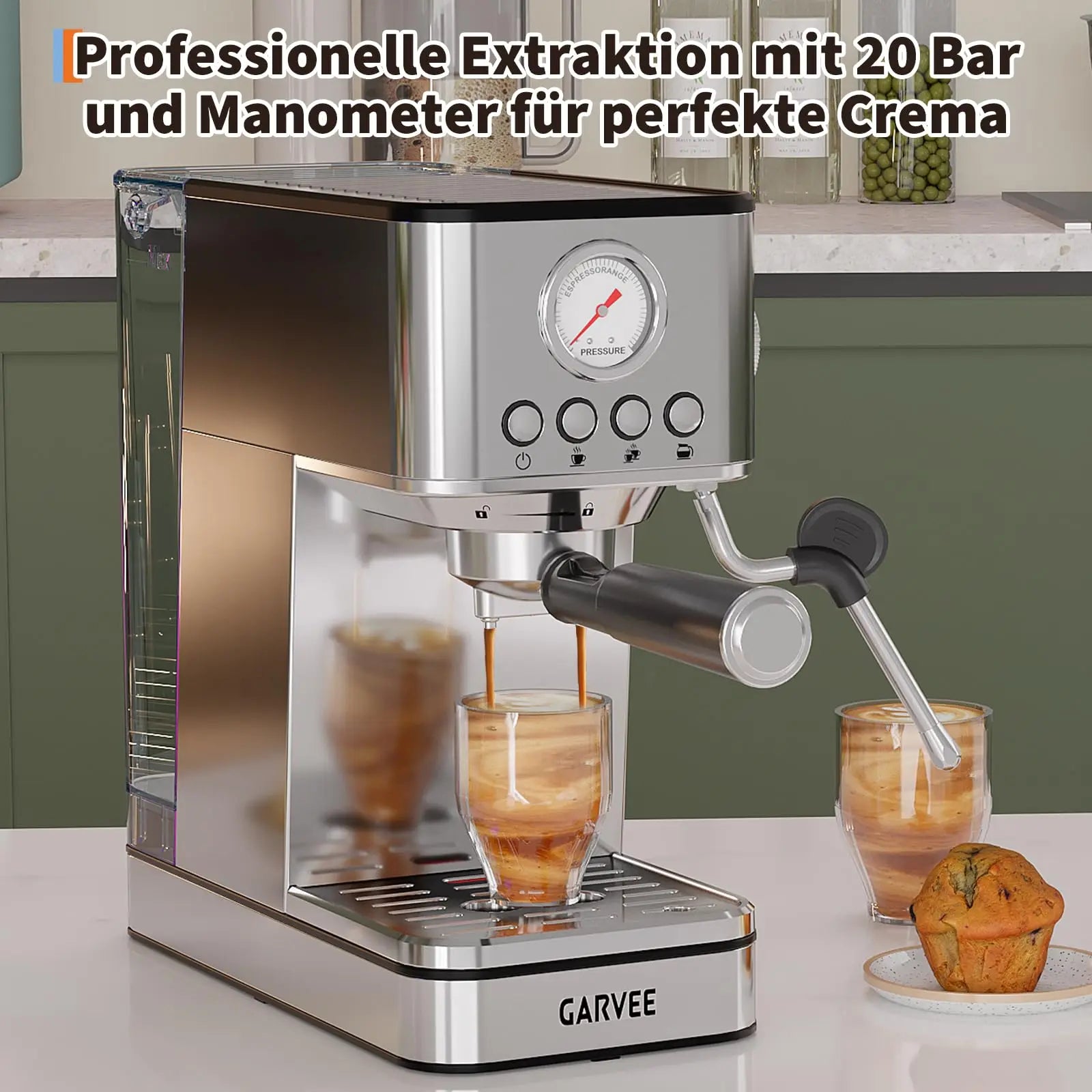Machine à café expresso 20 bars avec mousseur à lait Chauffe-café rapide pour la maison