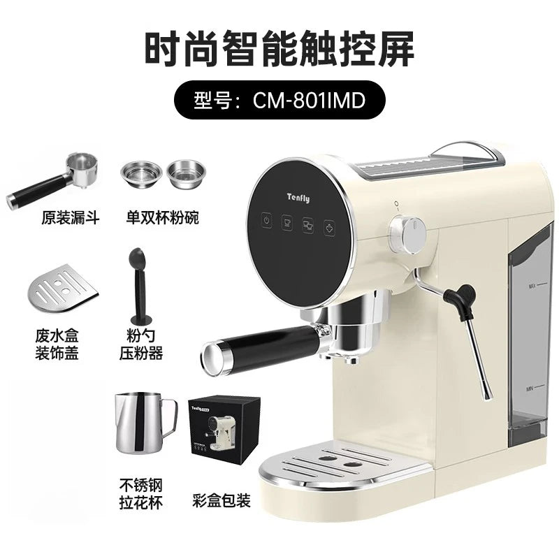 Machine à expresso semi-automatique Tenfly avec pompe 20 bars, compacte pour la maison