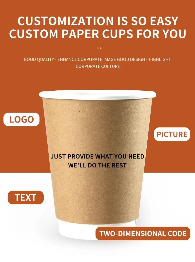 Gobelet en papier kraft à double paroi avec couvercle, gobelet jetable pour fête