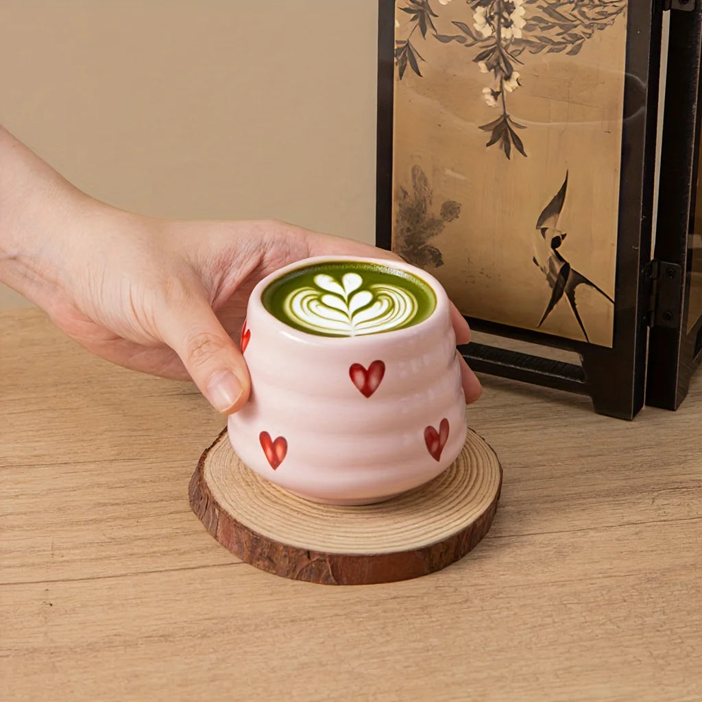 Jolies tasses à thé en céramique en forme de cœur sans anse, tasses à café chinoises Gongfu