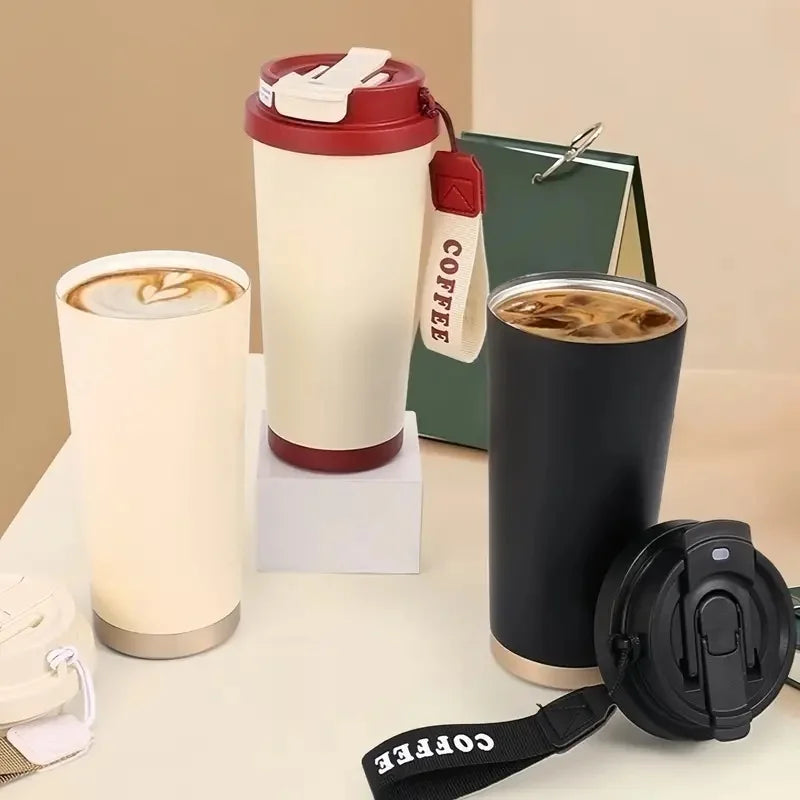 Tasse à café isotherme élégante en céramique, acier inoxydable à double paroi sous vide