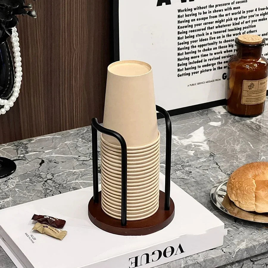 Distributeur de gobelets jetables en bois pour eau et thé, support de rangement