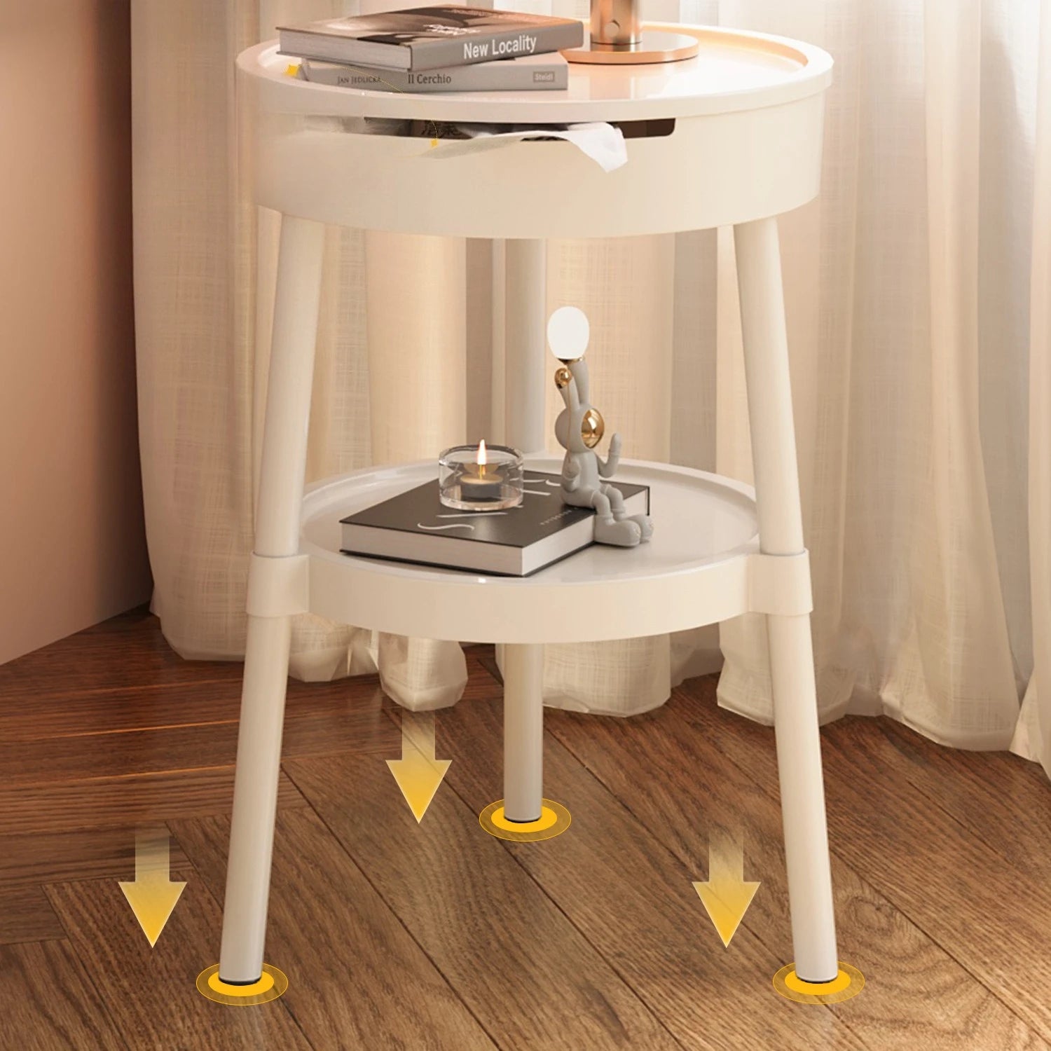 Tables basses rondes blanches Meubles créatifs et tendance Table de chevet minimaliste