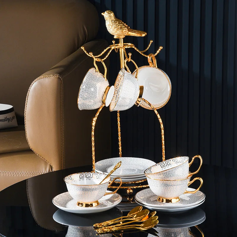 Ensemble de tasses à café européennes en porcelaine fine, grain fin, céramique créative, Phnom