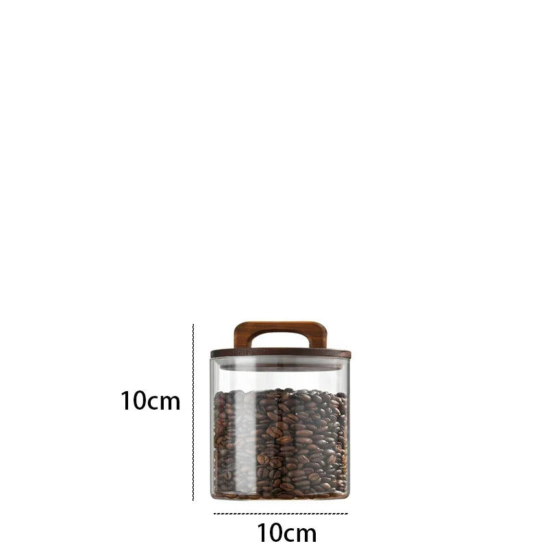 Bocal en verre avec couvercle en bois 1 pièce, récipient alimentaire hermétique, pour grains de café, cuisine
