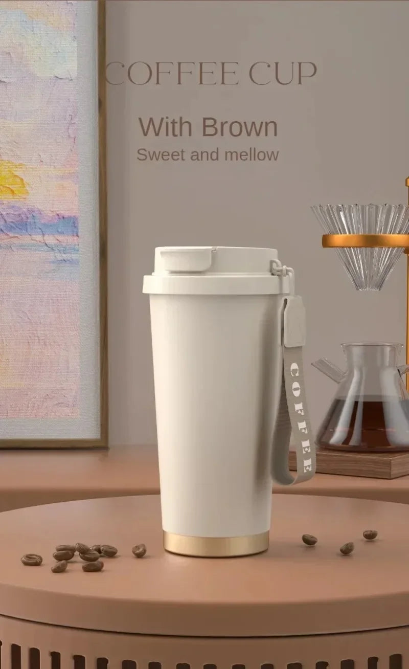 Tasse à café isotherme élégante en céramique, acier inoxydable à double paroi sous vide