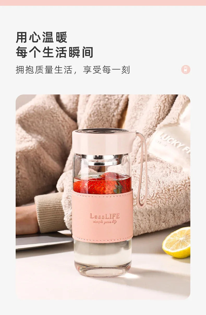 Bouteille d'eau en verre de style mode 480 ml avec infuseur à thé Bouteilles isothermes