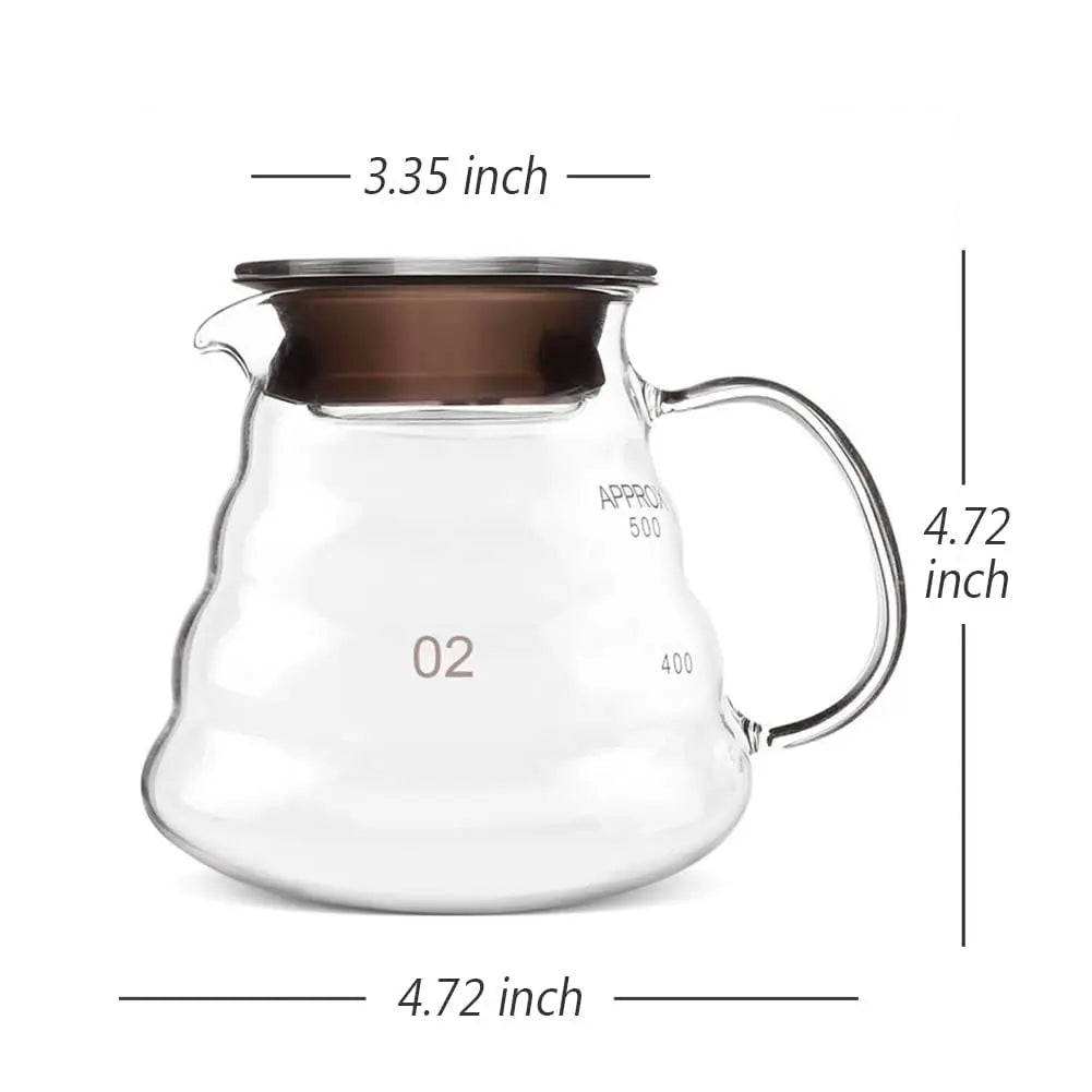 Cafetière verseuse en verre transparent résistante à la chaleur pour café filtre et thé