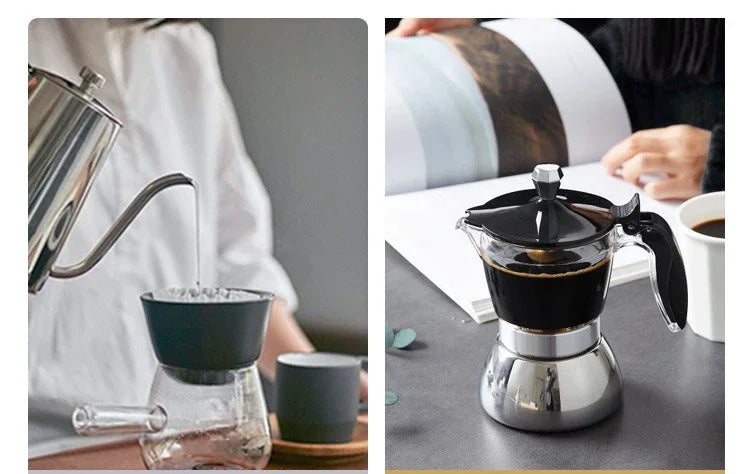 Cafetière Moka Classique en Acier Inoxydable, Cafetière Expresso 4/6 Tasses pour Cuisinière, Café Italien