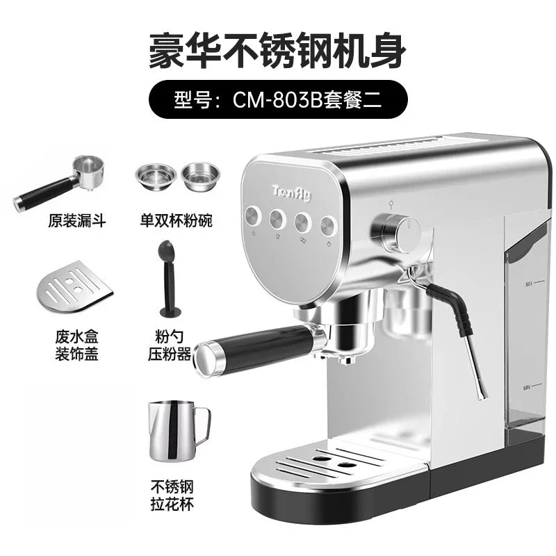 Machine à expresso semi-automatique Tenfly avec pompe 20 bars, compacte pour la maison