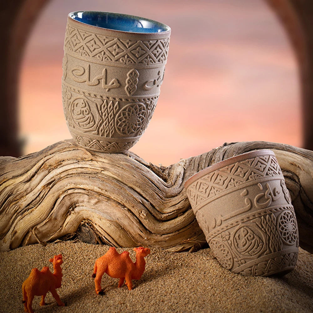 Tasse à expresso en grès moyen-oriental, céramique rétro, luxe léger et simple