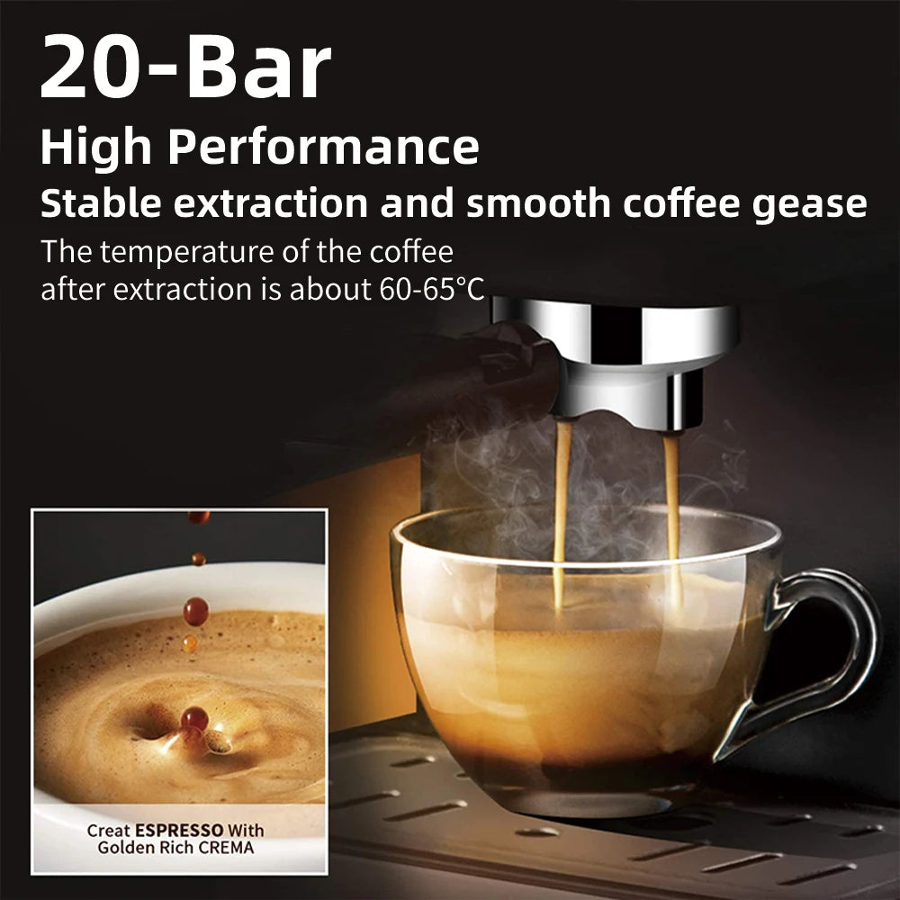 BioloMix Machine à café semi-automatique 20 bars avec buse vapeur pour le lait