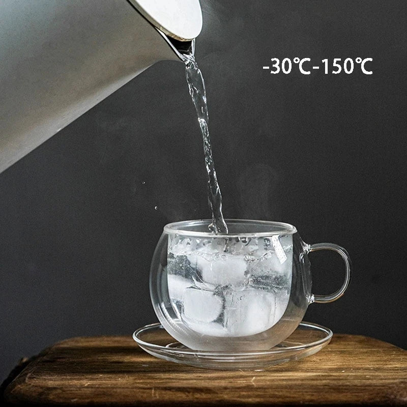 Tasse à café en verre à double paroi avec cuillère Ensemble de tasses à lait transparentes et résistantes à la chaleur