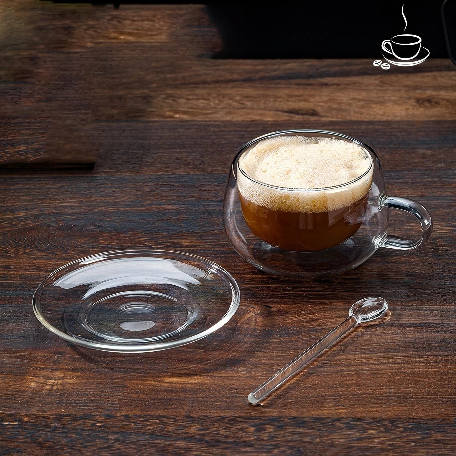 Tasse à café en verre à double paroi avec cuillère Ensemble de tasses à lait transparentes et résistantes à la chaleur