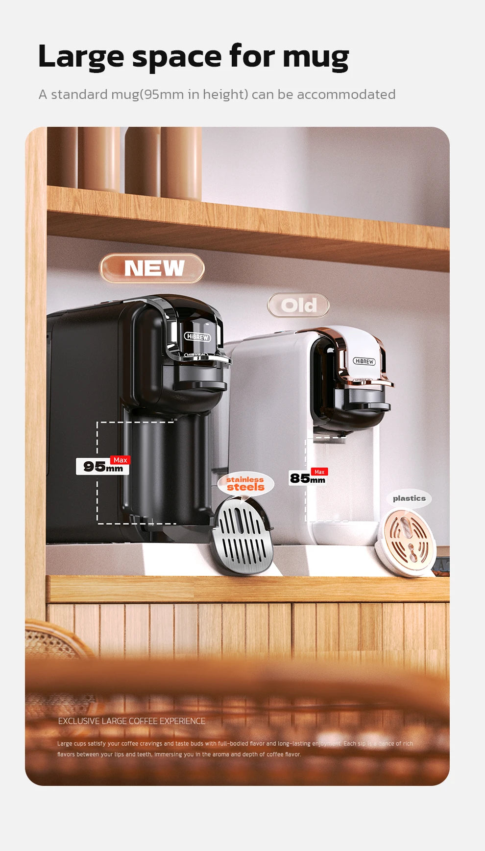 HiBREW 5 in 1 Multiple Coffee Machine Hot/Cold DG Cappuccino Nes Small ESE Pod Ground Coffee Cafeteria 20Bar H2B