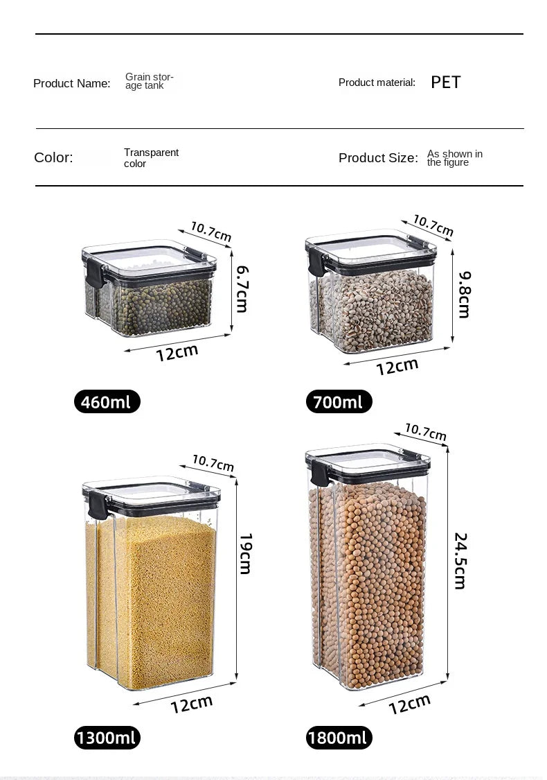 Lot de boîtes de rangement hermétiques pour cuisine, bocaux scellés pour céréales, conteneurs à épices empilables pour tiroir