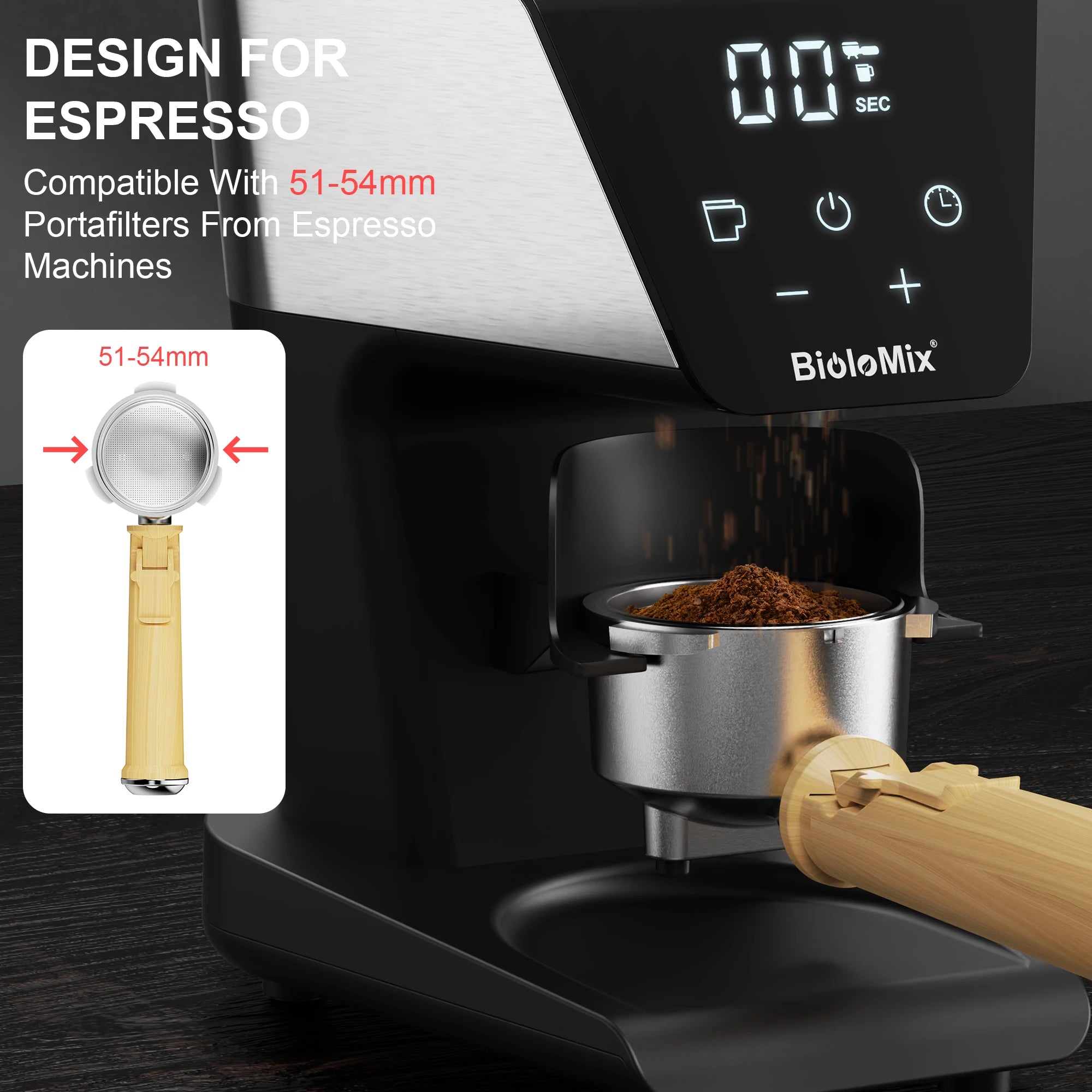 Moulin à café électrique automatique à meules BioloMix pour espresso