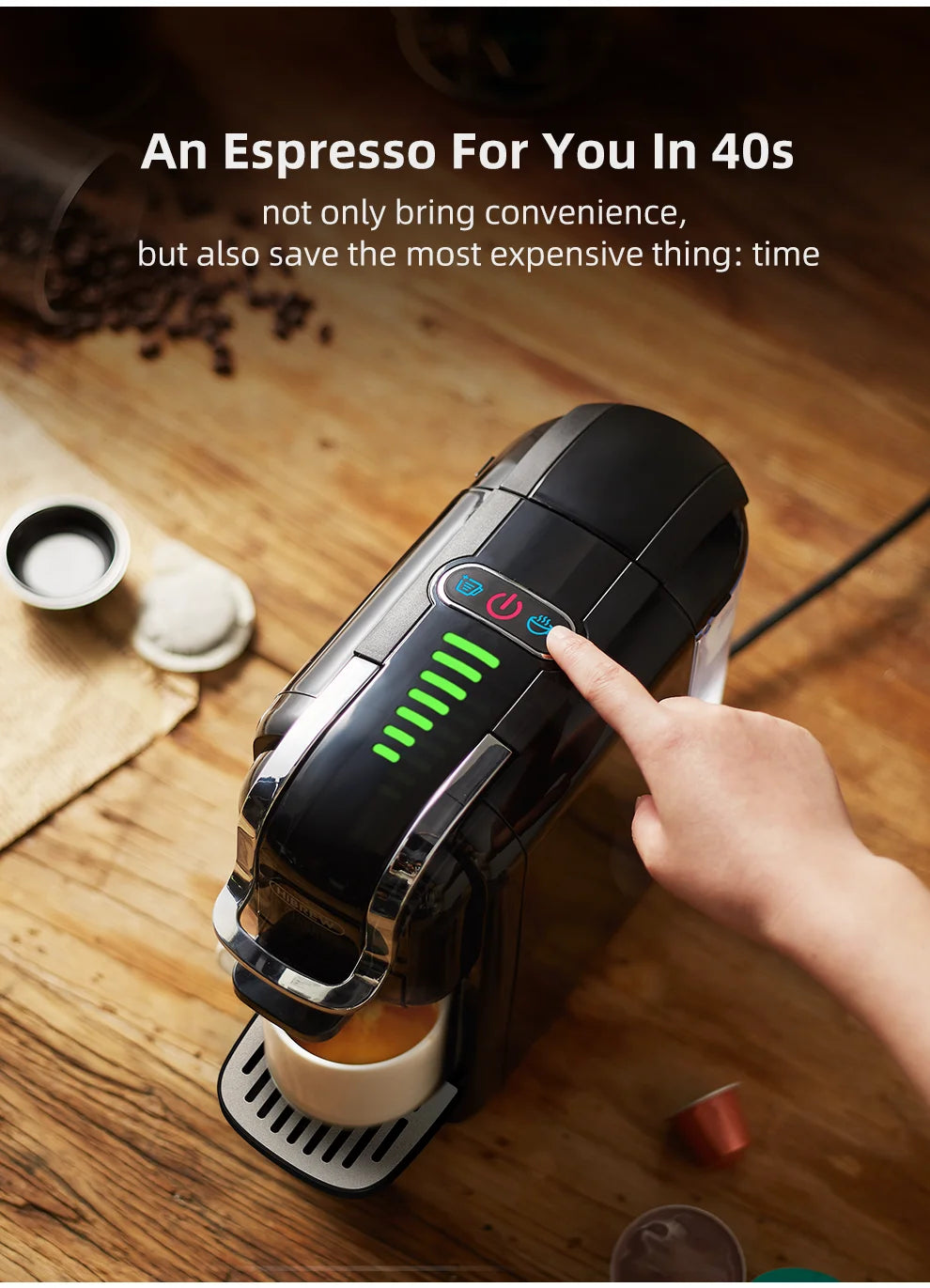 HiBREW 5 in 1 Multiple Coffee Machine Hot/Cold DG Cappuccino Nes Small ESE Pod Ground Coffee Cafeteria 20Bar H2B