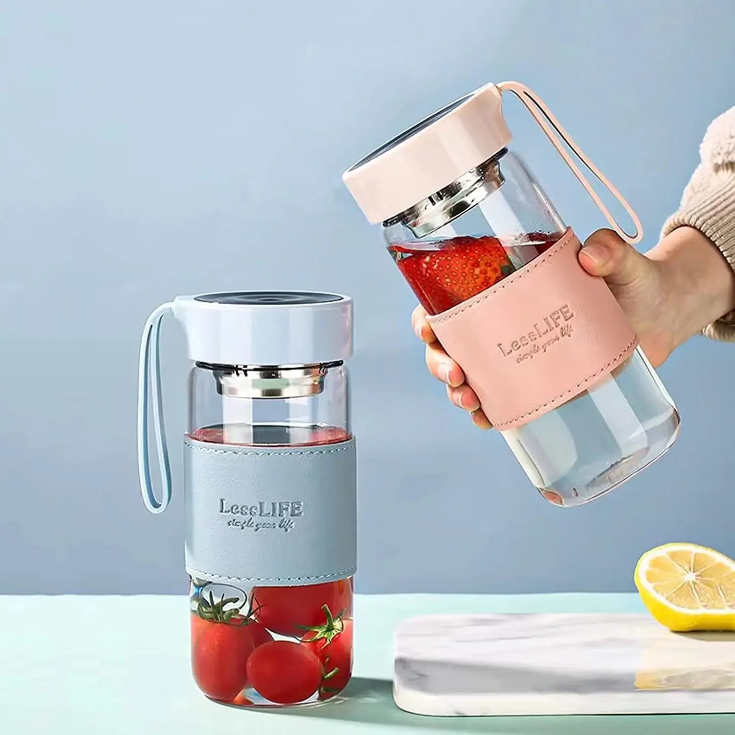 Bouteille d'eau en verre de style mode 480 ml avec infuseur à thé Bouteilles isothermes