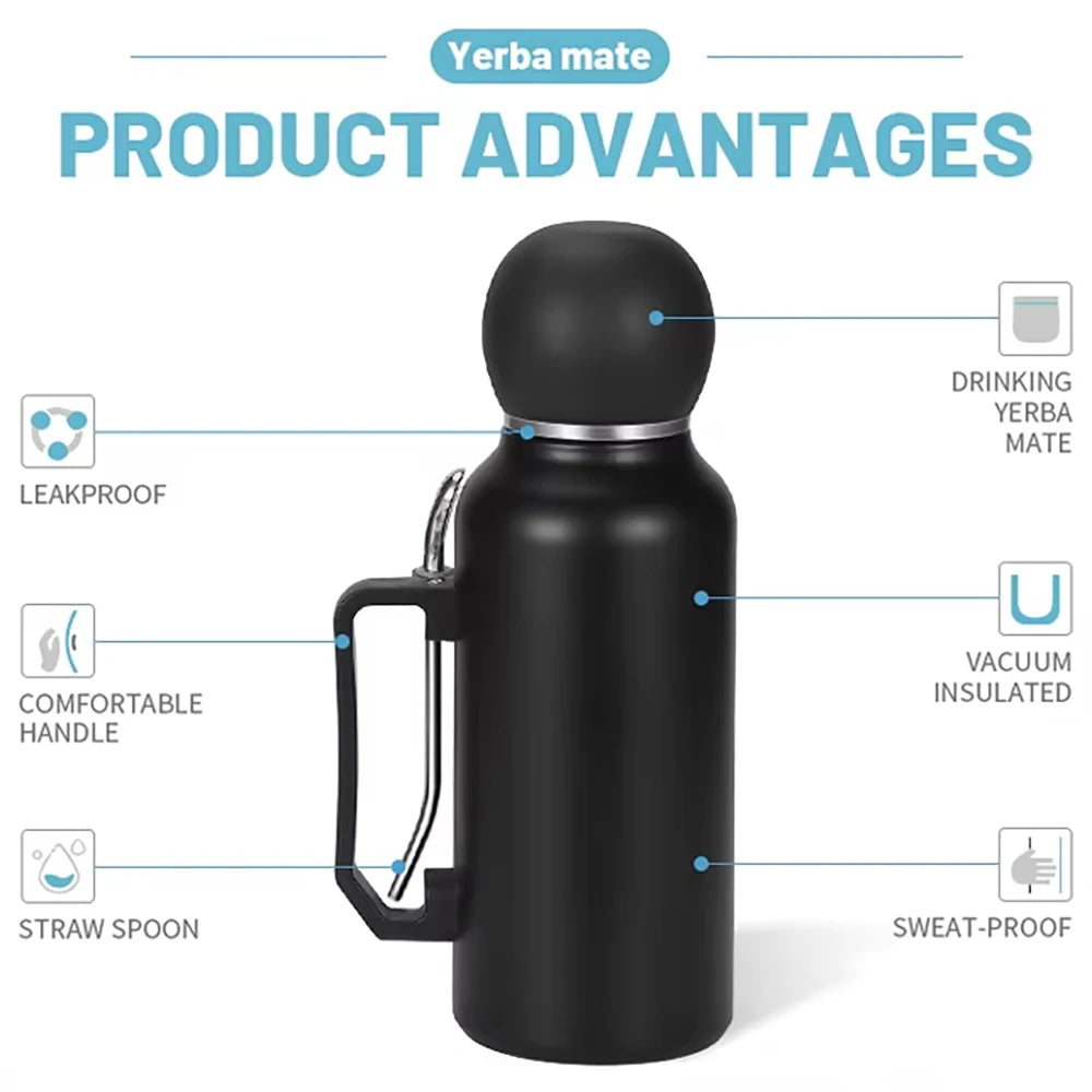 Bouteille isotherme de 1300 ml pour Yerba Maté, Tasse isotherme double paroi pour Yerba Maté