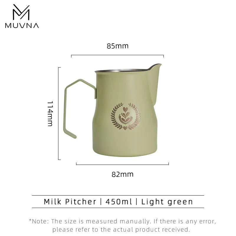 MUVNA Pichet à lait pour expresso, pichet moussant pour café 350/450 ml, tasse à bec verseur pointu