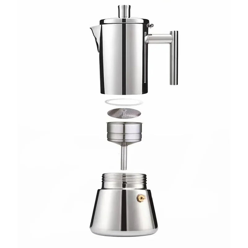 Machine à expresso, cafetière Moka épaissie en acier inoxydable, café italien, cuisinière à gaz