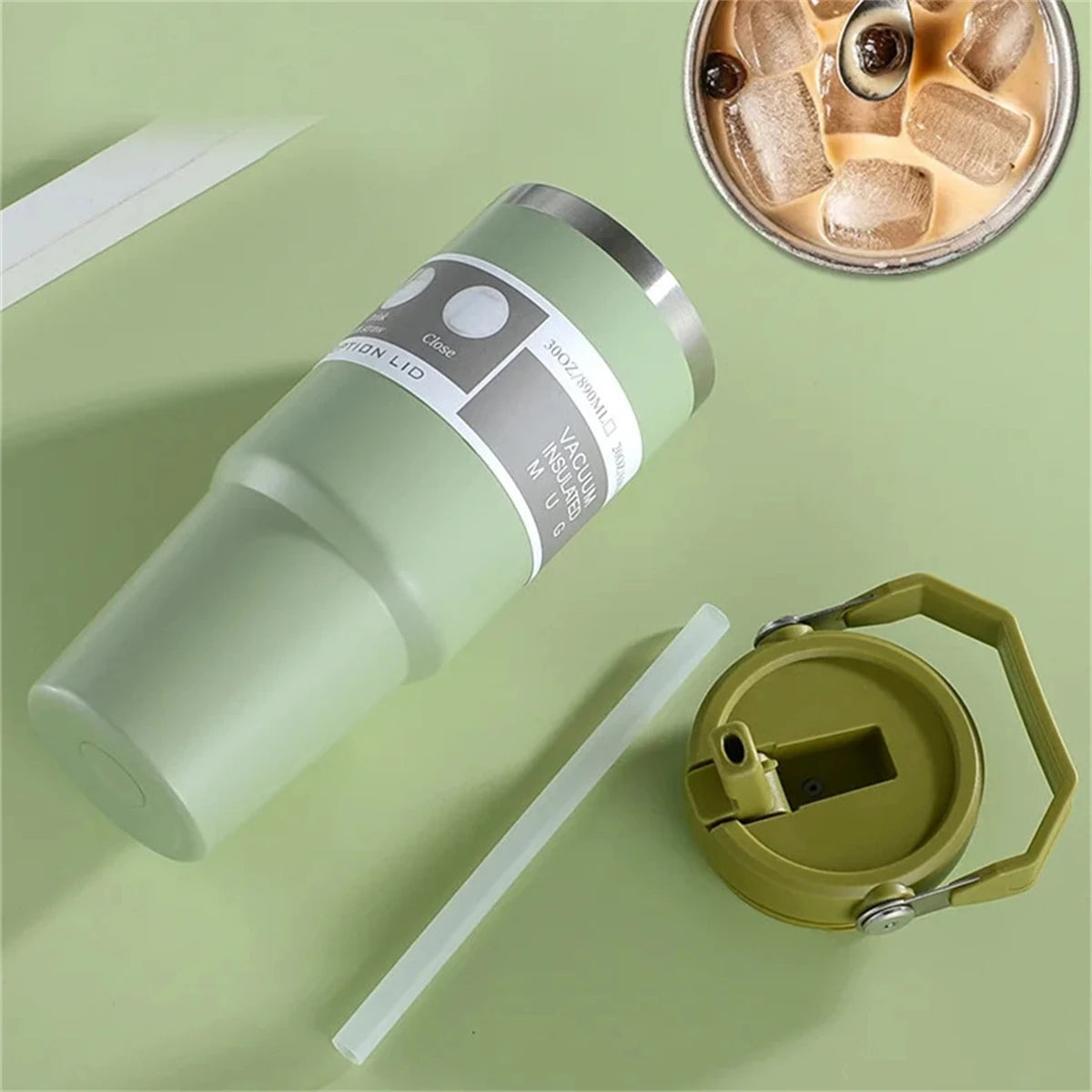 1 gourde isotherme avec couvercle en acier inoxydable, bouteille d'eau portable avec sac de transport