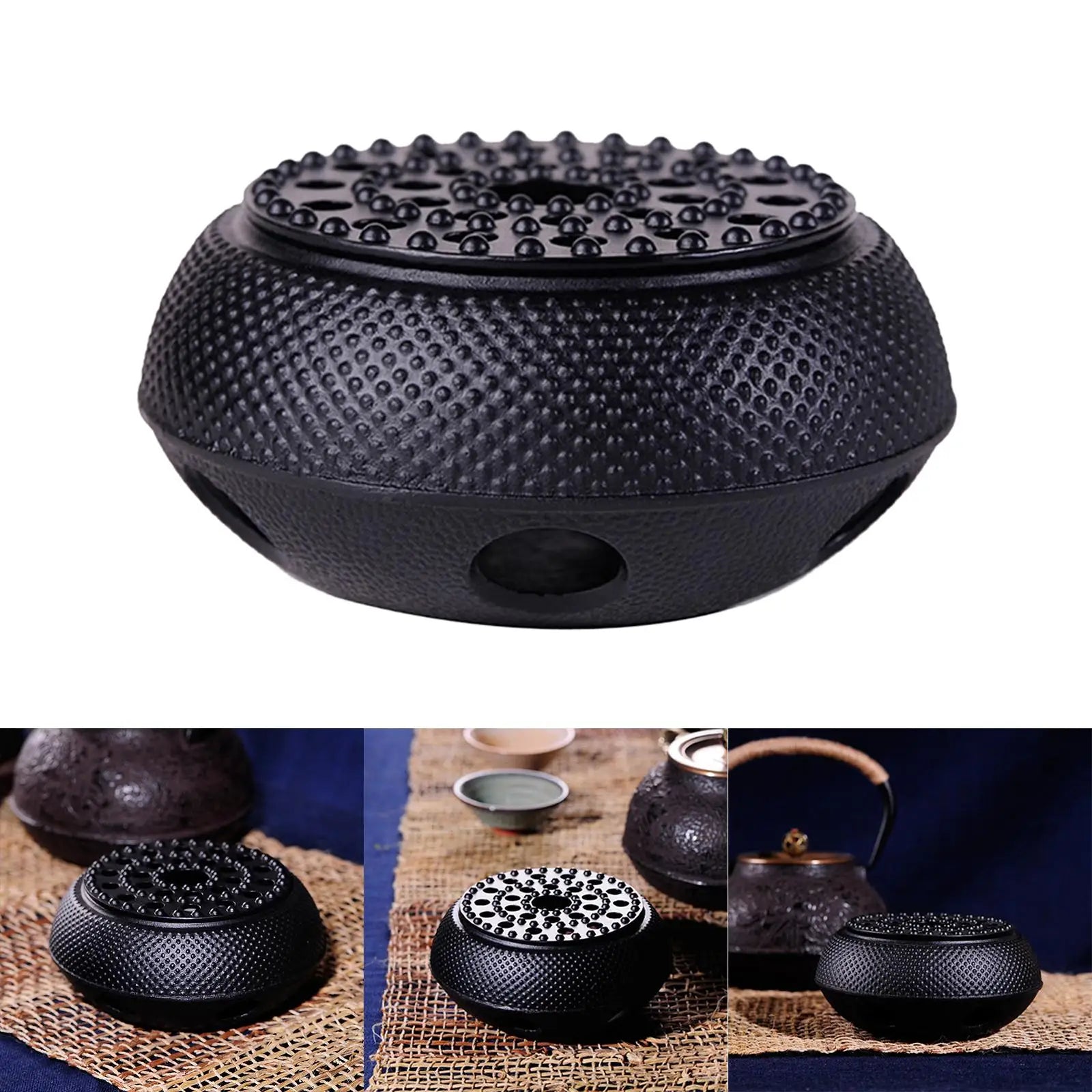Chauffe-théière en fonte noire, support de bougie, réchaud, support de théière