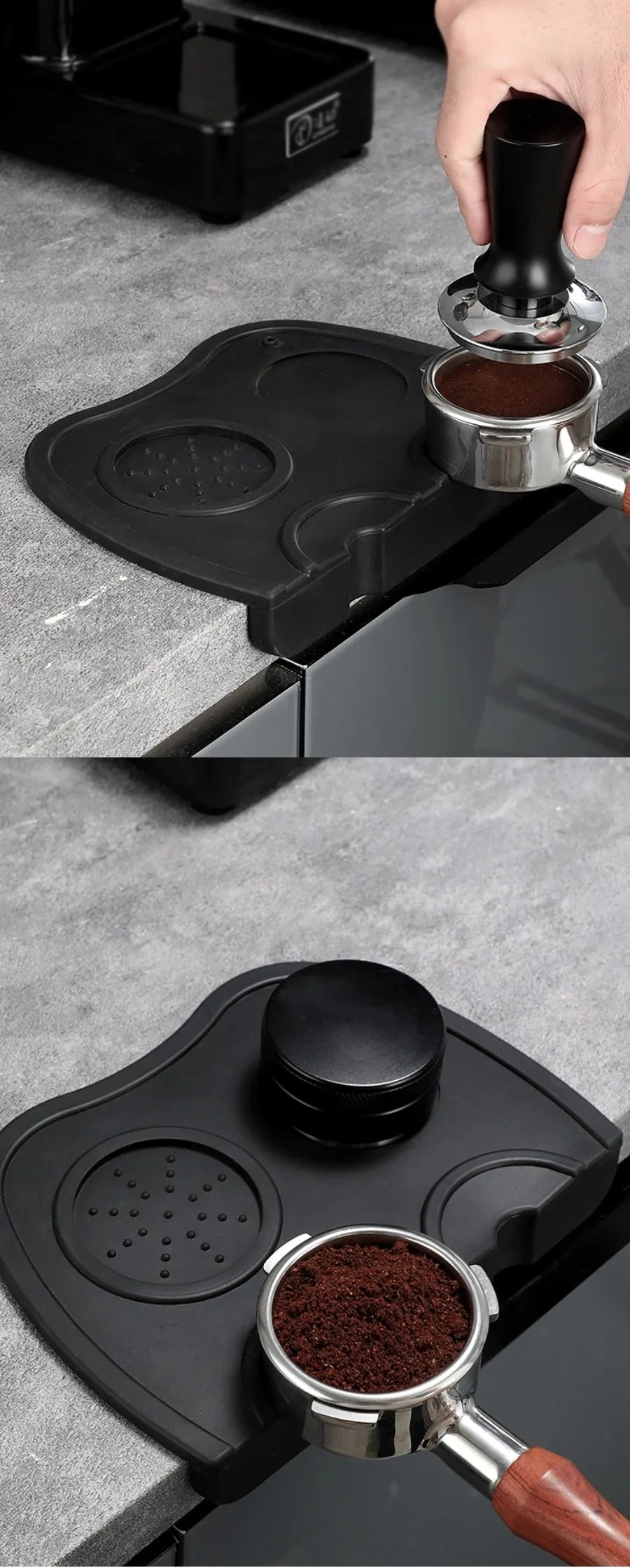 Tapis de bourrage de café en silicone Barista Espresso avec support d'outils et tampon de coin