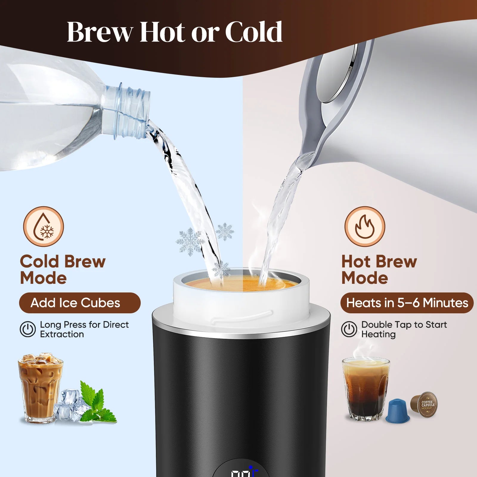 Machine à Café Portable de Voyage Cafetière 12V Rechargeable Pour Camping