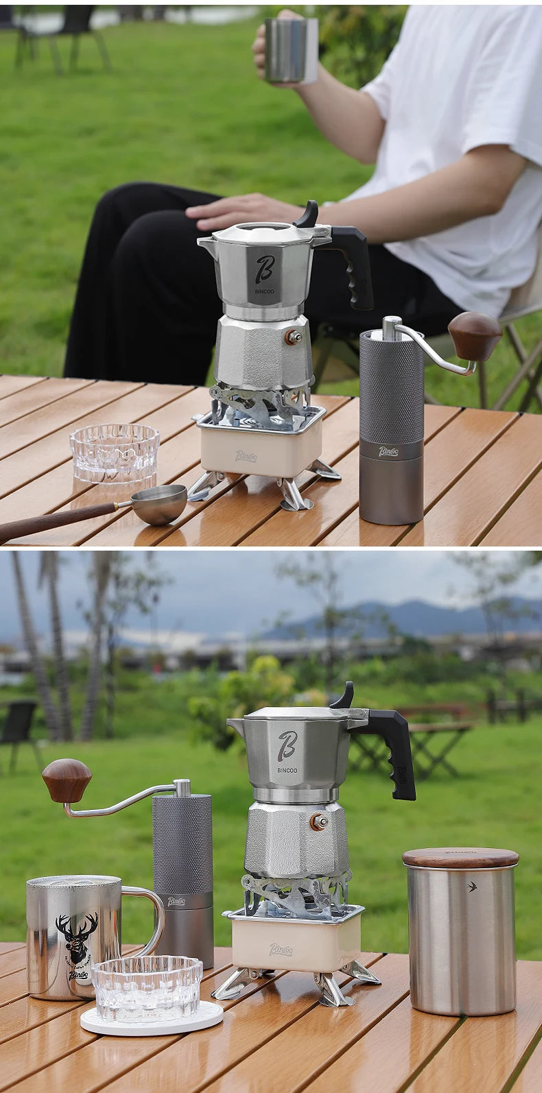 Bincoo Cafetière Mocha à Trois Valves en Acier Inoxydable 316, à Pression Concentrée