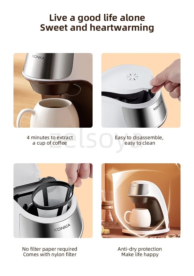 Cafetière automatique de petite taille pour la maison, machine à café filtre pour le bureau