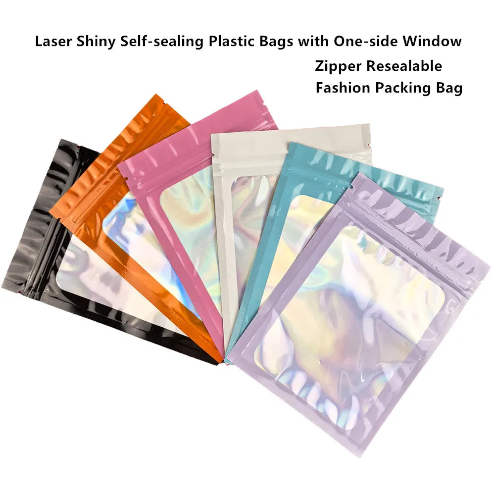 Sachets d'emballage refermables à fermeture éclair en plastique et aluminium, un côté transparent
