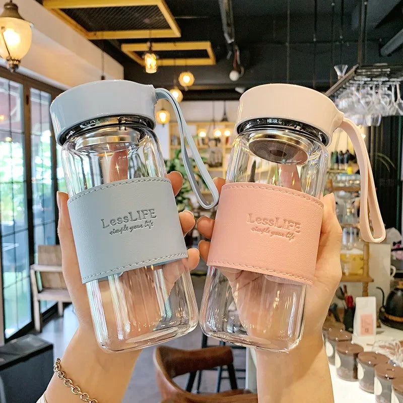 Bouteille d'eau en verre de style mode 480 ml avec infuseur à thé Bouteilles isothermes