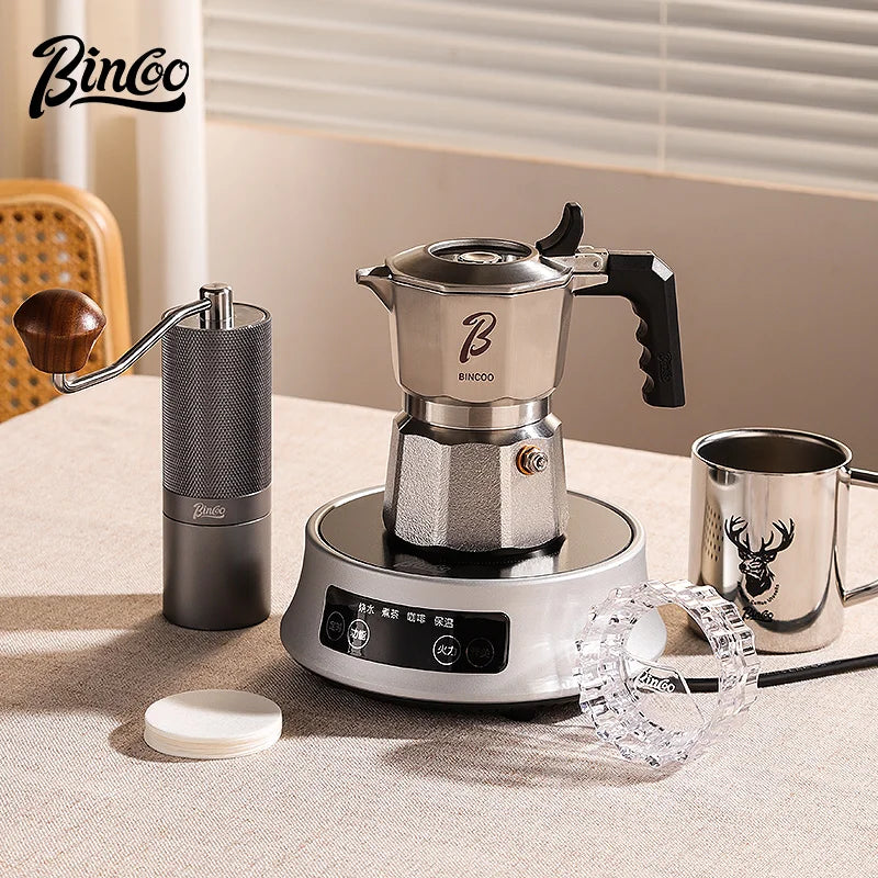 Bincoo Cafetière Mocha à Trois Valves en Acier Inoxydable 316, à Pression Concentrée