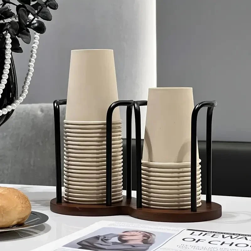 Distributeur de gobelets jetables en bois pour eau et thé, support de rangement