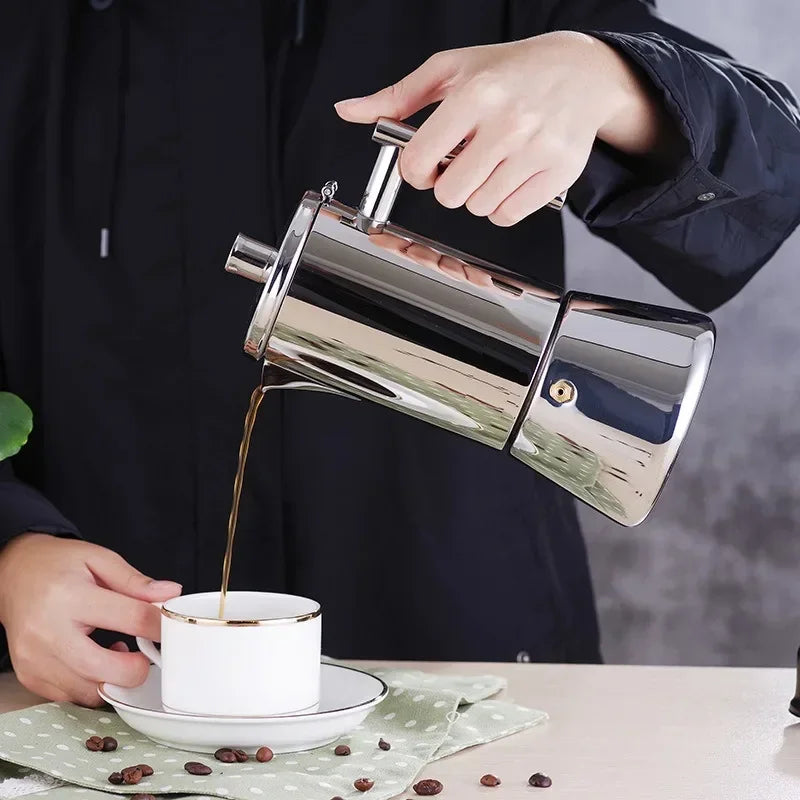 Machine à expresso, cafetière Moka épaissie en acier inoxydable, café italien, cuisinière à gaz
