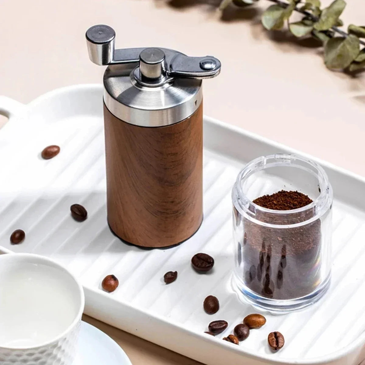 Moulin à café manuel portable vintage avec moulin à grains de café grain de bois