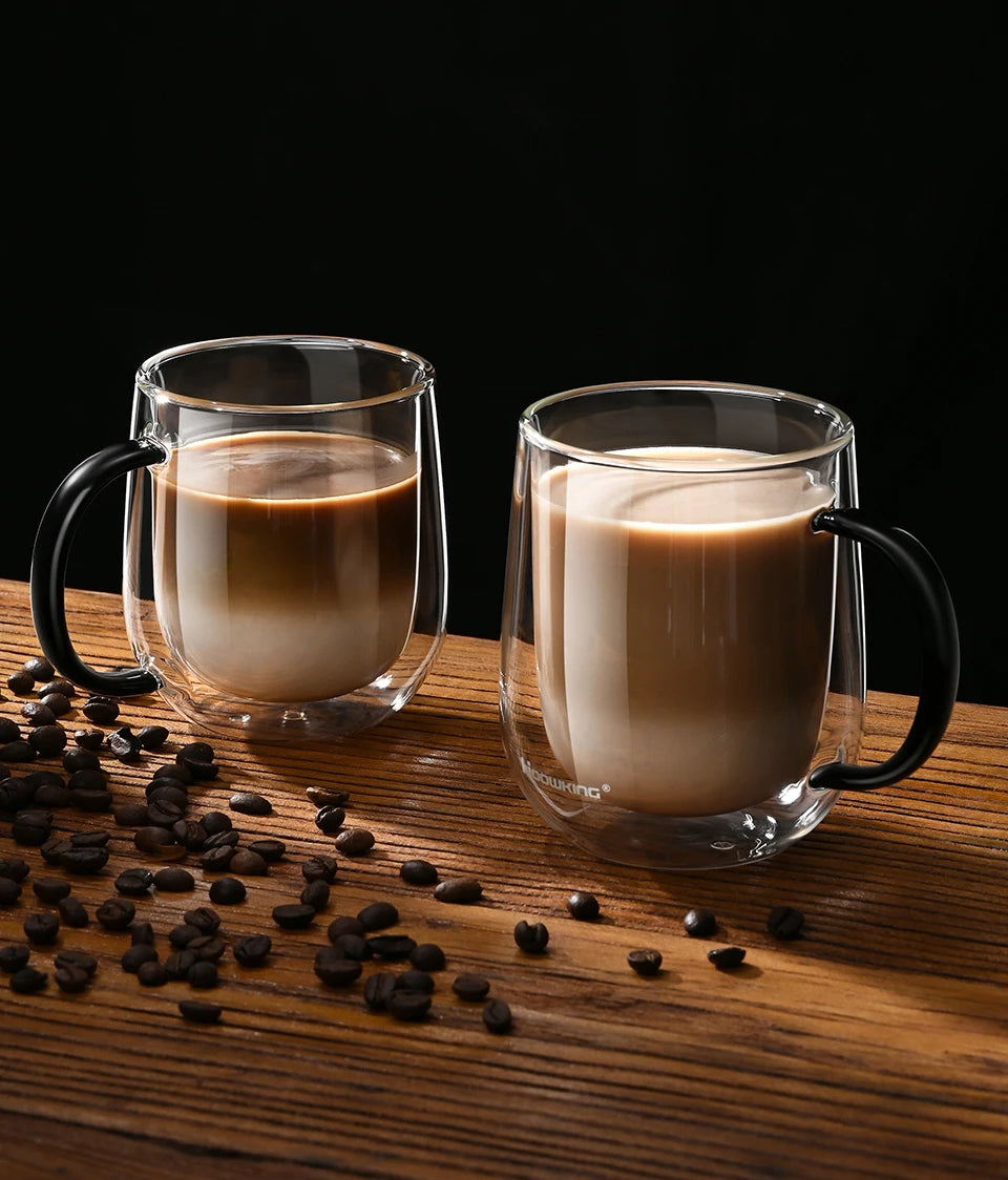 Tasse en verre à double paroi en verre borosilicate de 350-450 ml, résistante à la chaleur