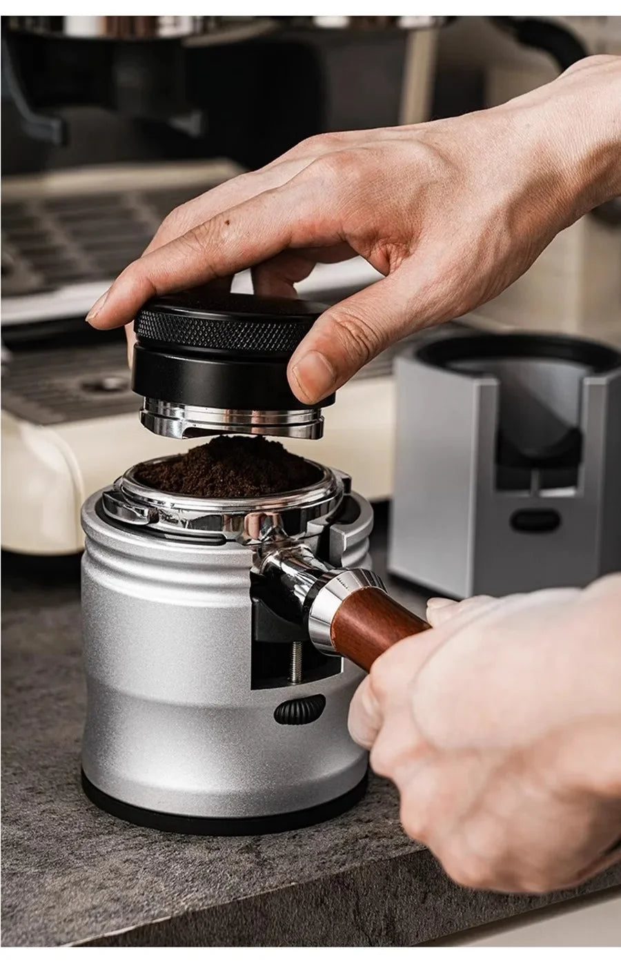 Support de porte-filtre à café, support de tasseur à expresso, base de café réglable en aluminium