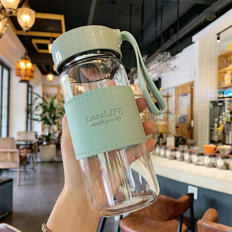 Bouteille d'eau en verre de style mode 480 ml avec infuseur à thé Bouteilles isothermes