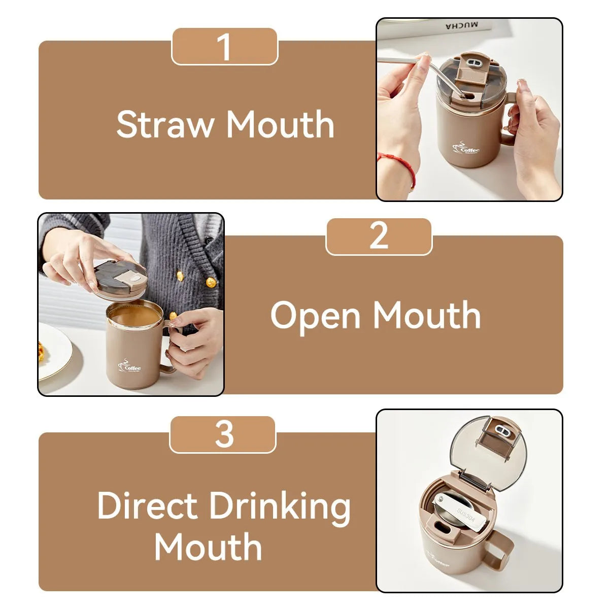 Mug Isotherme avec Cuillère Passoire Portable Grande Capacité Tasse à Café