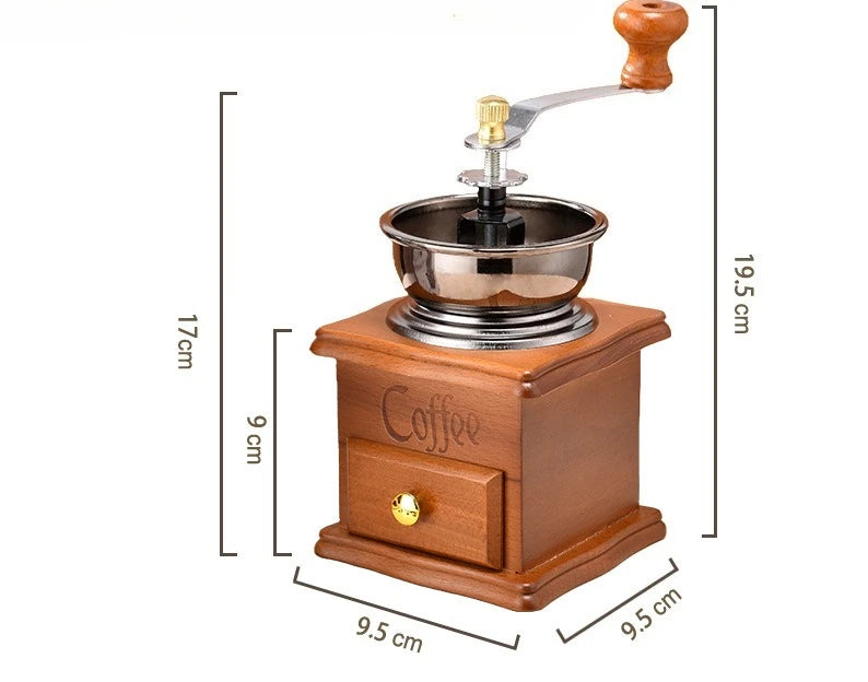 Moulin à café manuel vintage, broyeur à café à manivelle, vintage en bois