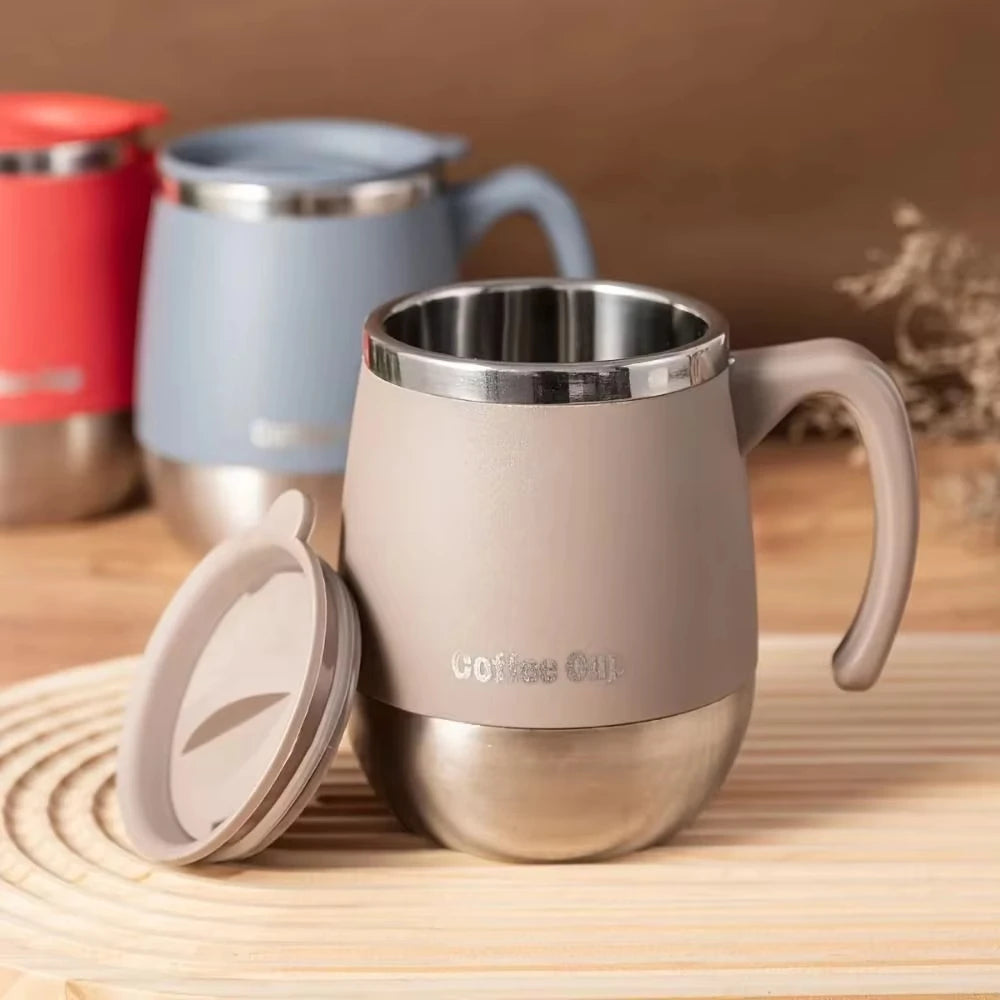 Tasse à café isotherme en acier inoxydable de 500 ml avec couvercle, double paroi sous vide